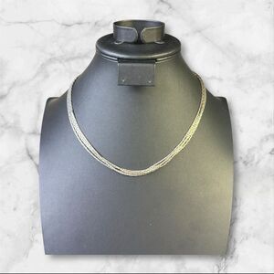 129. Premier Design Vintage Signed Silver Tone Quadruple‎ Strand Necklace